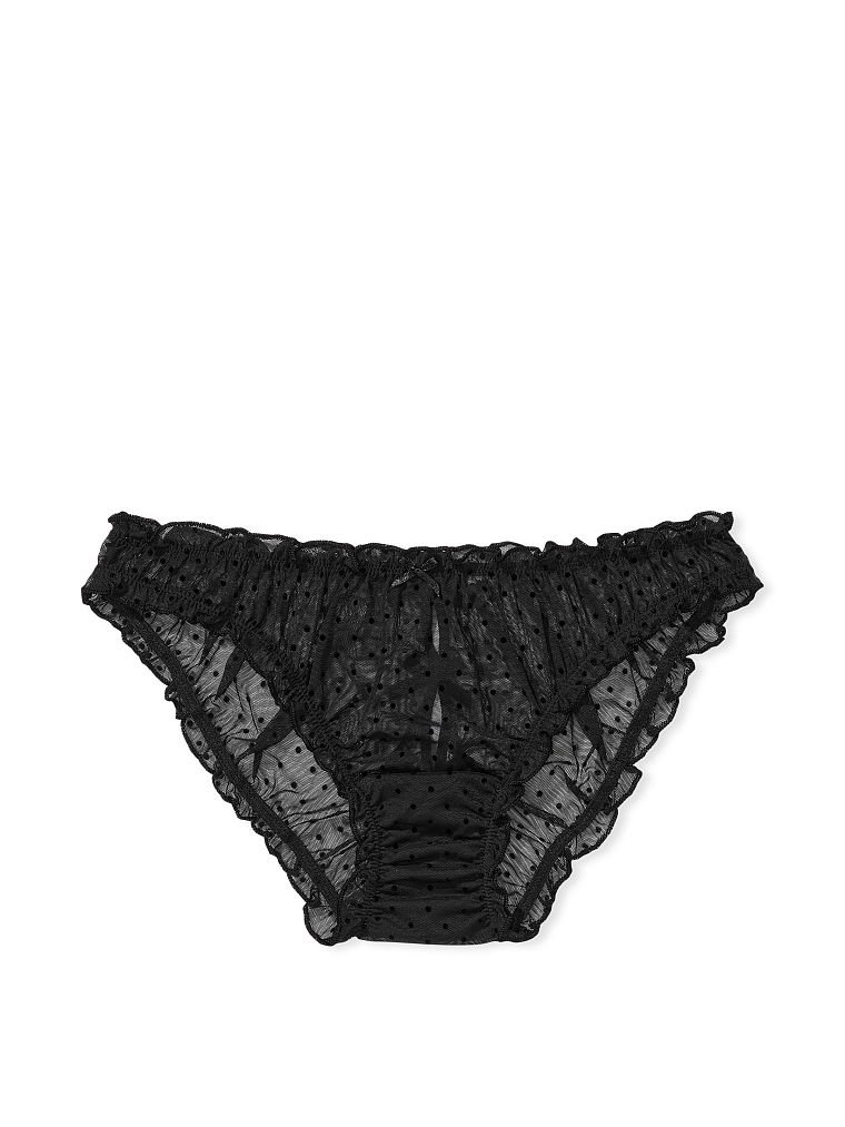 Flocked Dot Ruffled Mesh Cheekini Panty image number null