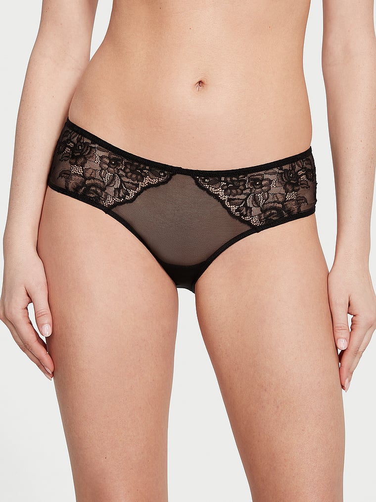 Rose Lace & Grommet Open-Back Cheeky Panty image number null