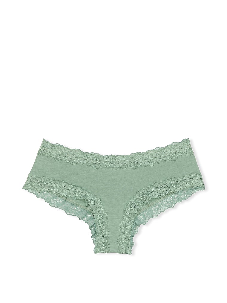 Lace-Waist Cotton Cheeky Panty image number null