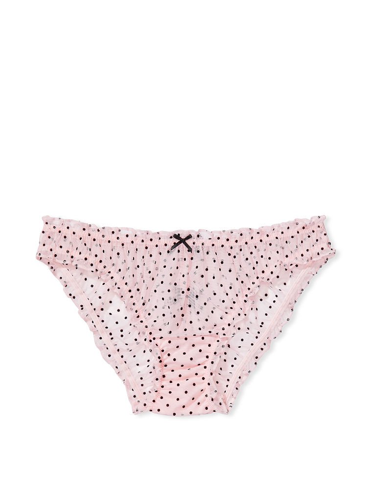 Flocked Dot Ruffled Mesh Cheekini Panty image number null