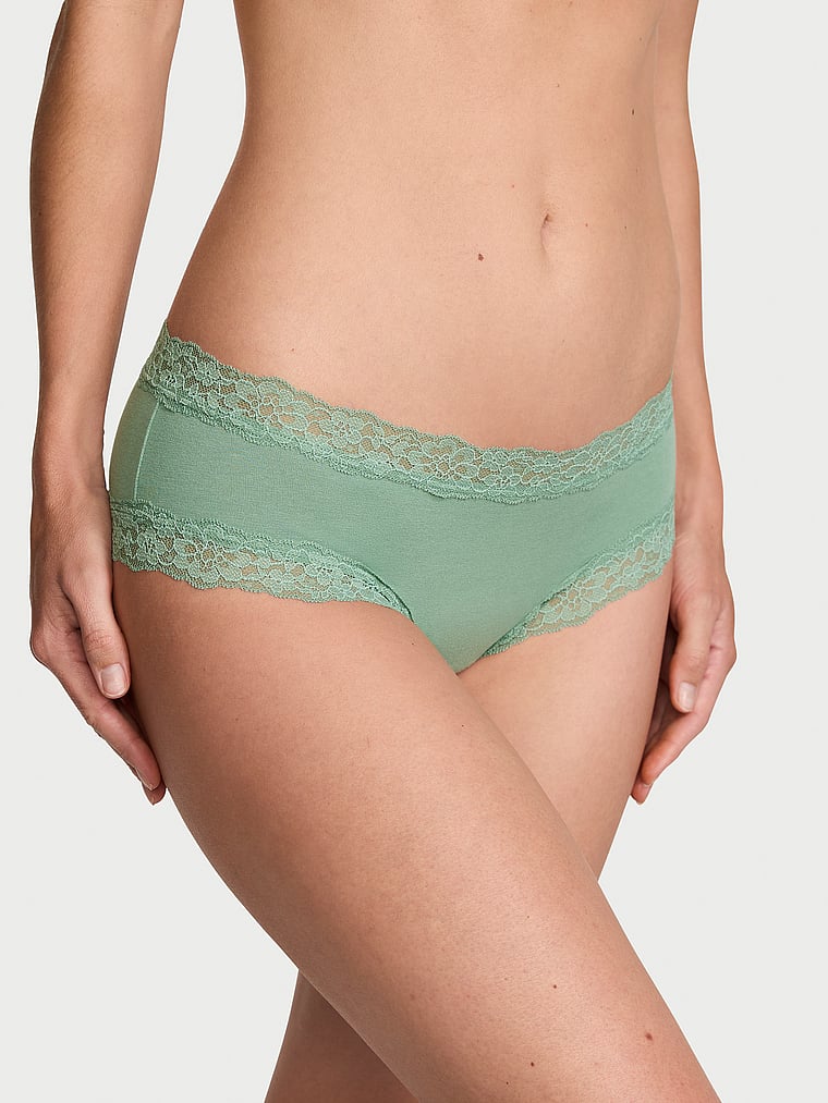 Lace-Waist Cotton Cheeky Panty image number null