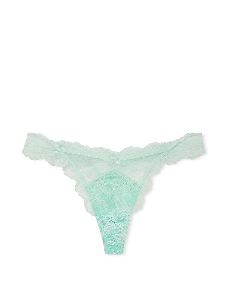 Lace & Mesh Thong Panty image number null