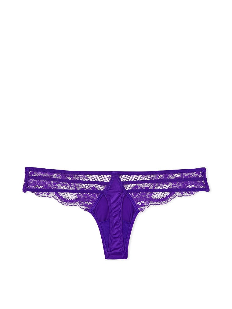 Lace-Trim Thong Panty image number null