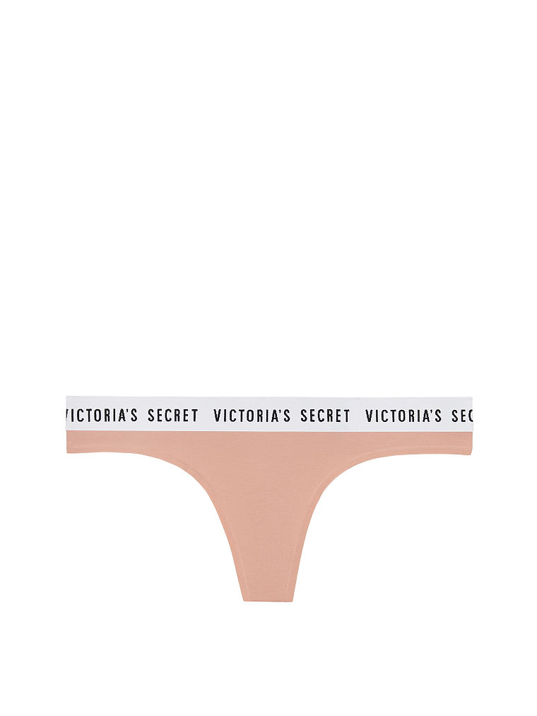 Stretch Cotton Logo Thong Panty image number null