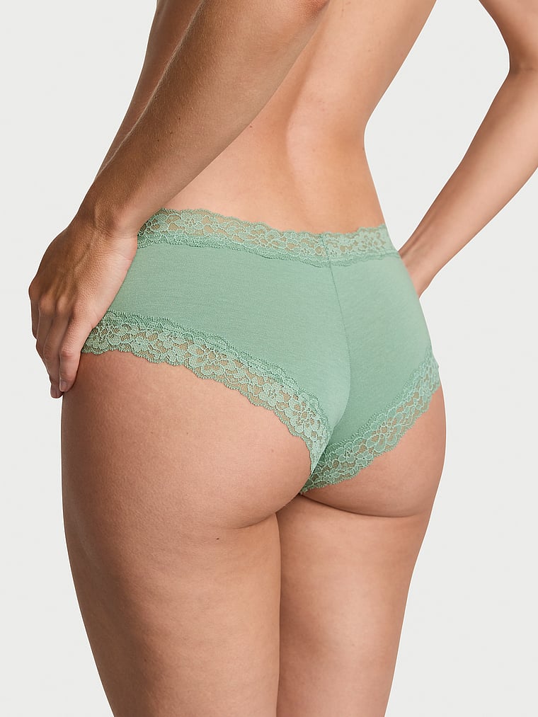 Lace-Waist Cotton Cheeky Panty image number null