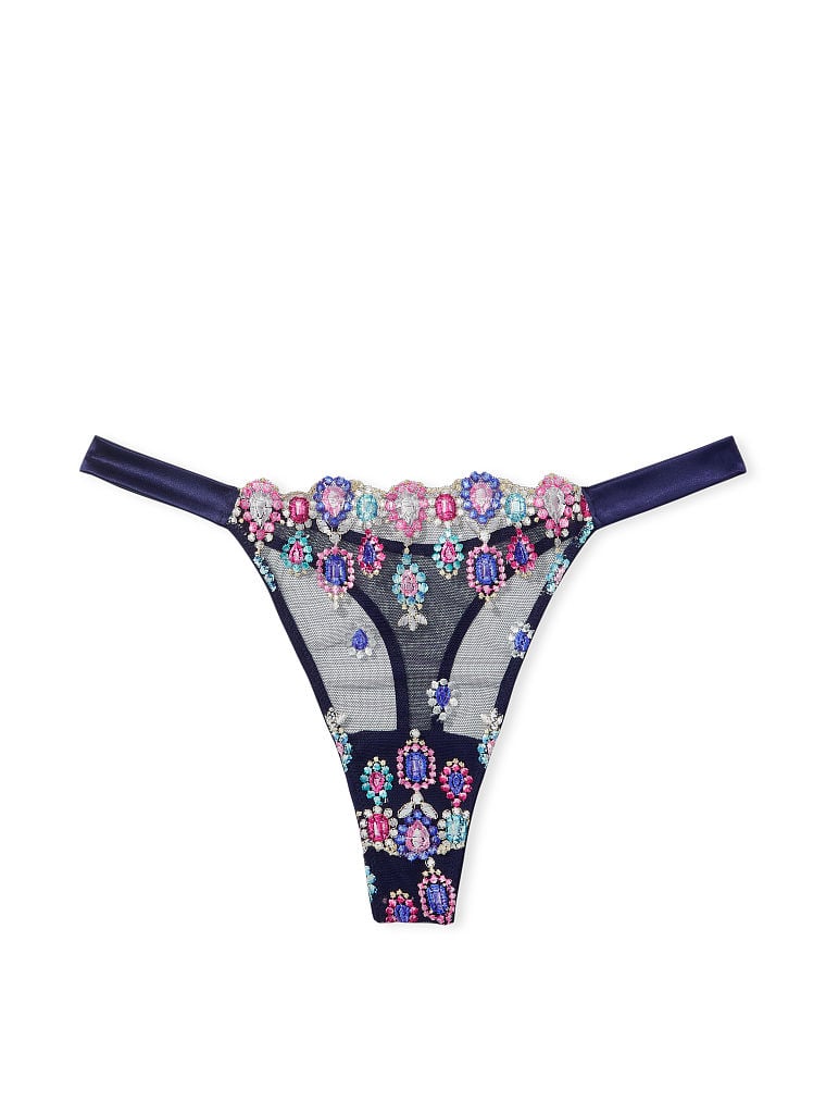 Bejeweled Embroidery Thong Panty image number null